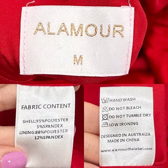 Alamour The Label Tonia Bustier Corset Lace Accent Slit Midi Dress in Red Size M - Picture 4 of 16